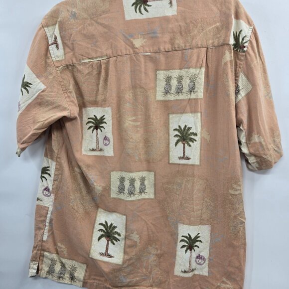 Joe Marlin Orange Peach Palm Tree Button Down Cotton Blend Medium - Picture 4 of 8